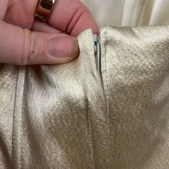 Gunne Sax Vintage 90s Gold Baroque Jacquard Corset Halter Formal Gown- Size 8 - Picture 9 of 11